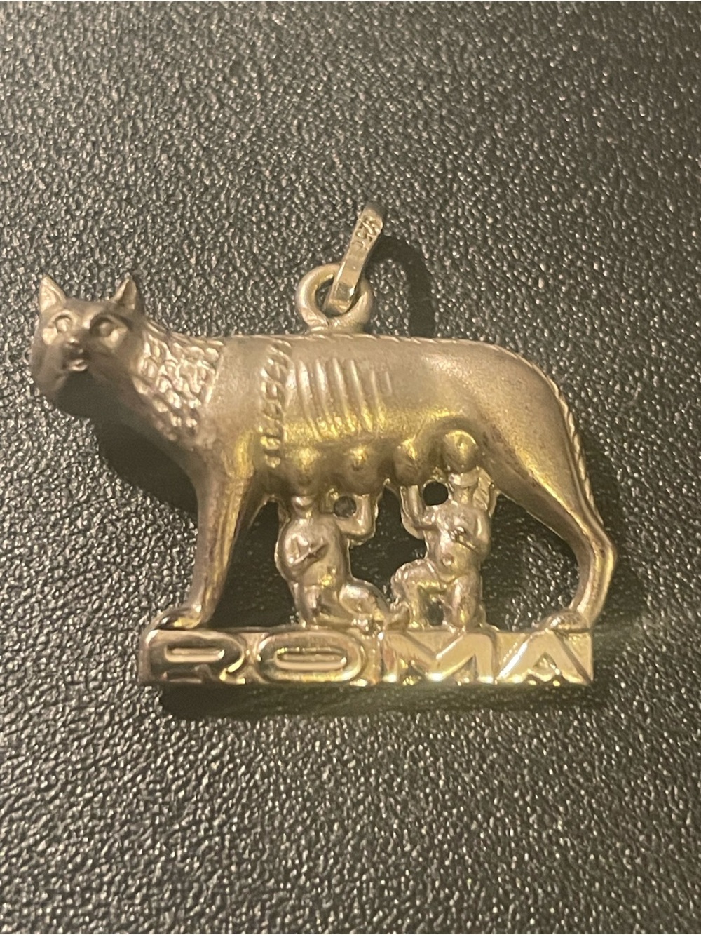 Roma Romulus and Remus. Wolf and Twins Gold Charm  Pendant